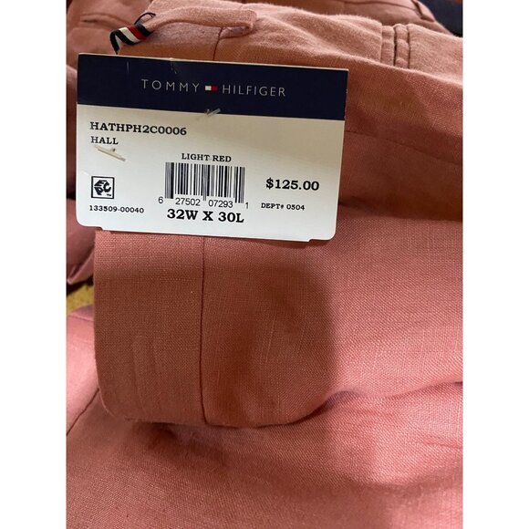 Tommy Hilfiger Mens Modern Fit Pure Linen Comfortable Pants Red Size 32x30 NWT - Picture 4 of 5